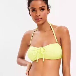 LOFT beach shirred Yellow Bandeau Bikini Top NWT medium large